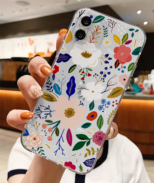 Amazing Multiple Flower Design Clear Silicon Case Cover