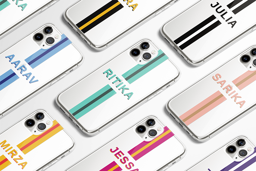 Custom Name Strip Design Clear Silicon Case Cover