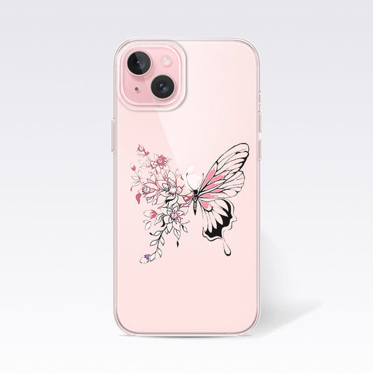 Pink Butterfly Clear Silicon Cover