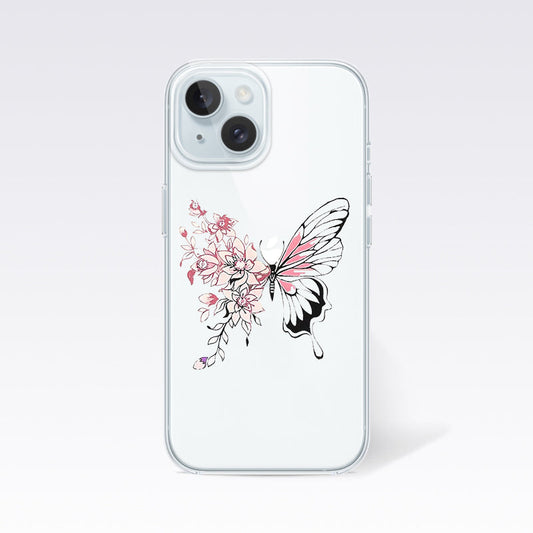 Pink Butterfly Clear Silicon Cover