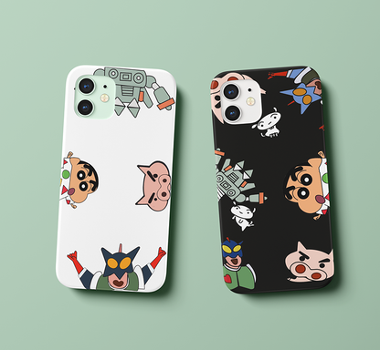 The White And Black Shinchan Slim Case Cover With Holder