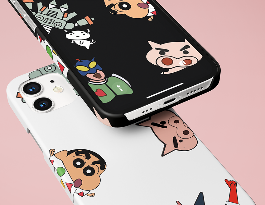 The White And Black Shinchan Slim Case Cover With Holder