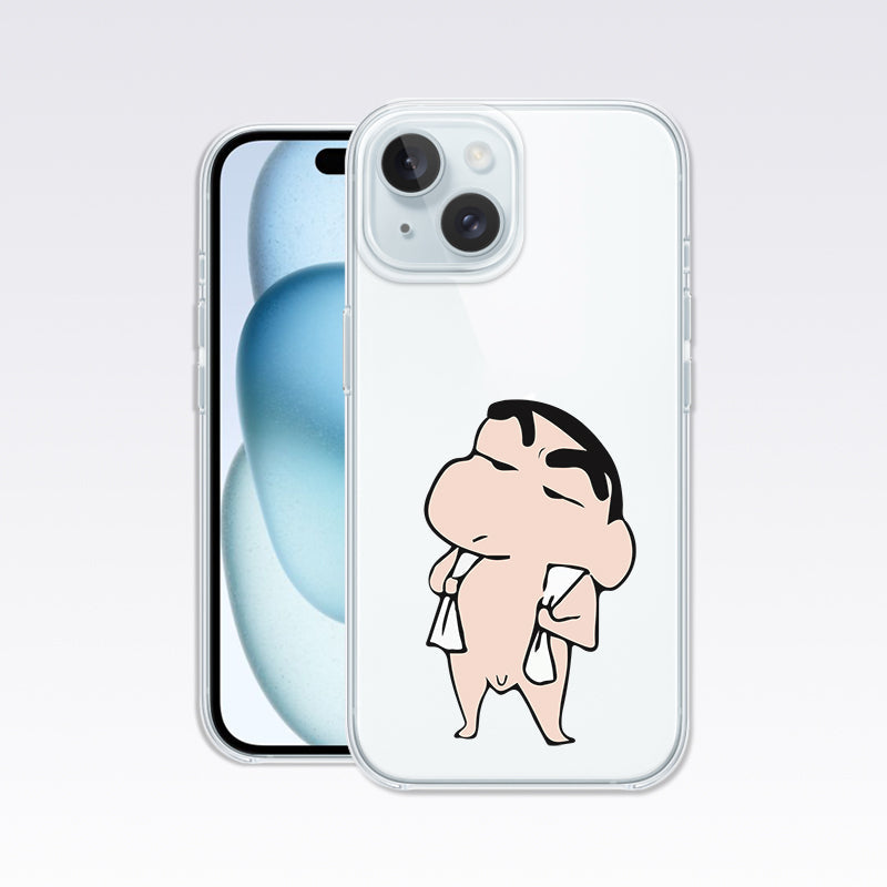 Shinchan Bold With Towel Clear Silicon Cover