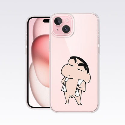 Shinchan Bold With Towel Clear Silicon Cover