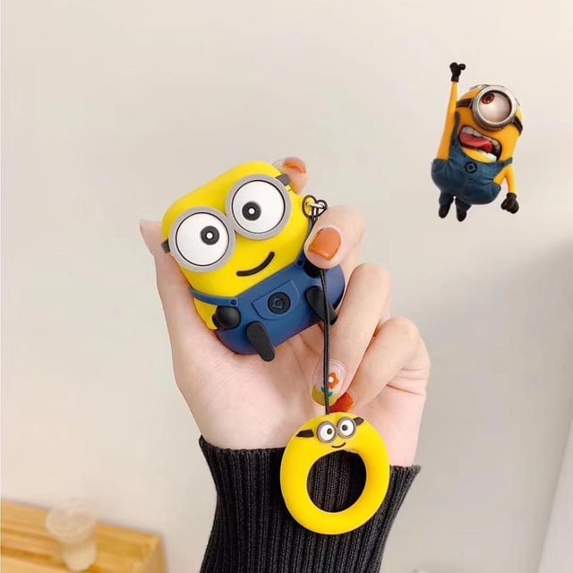 CUTE MINION SILICONE AIRPODS CASE COVER FOR 1 2 3 AND AIRPODS PRO