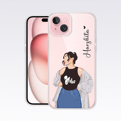 Vibe Girl Custom Name Clear Silicon Cover