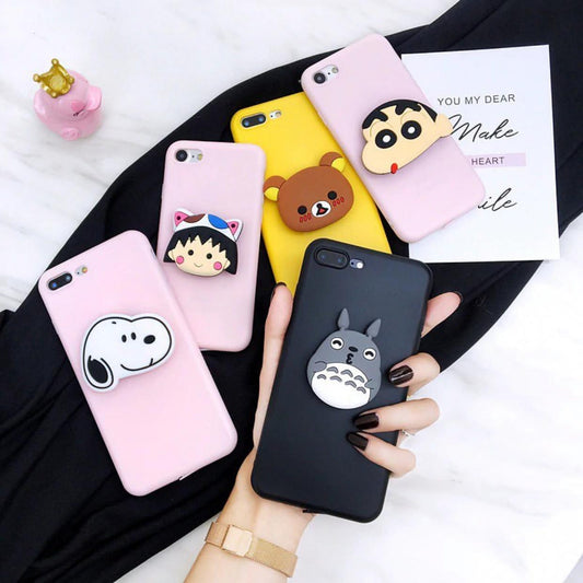 The Candy Color Slim Case Cover With Cartoon Holder
