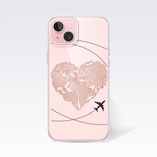 World Heart Travel Map Clear Silicon Cover