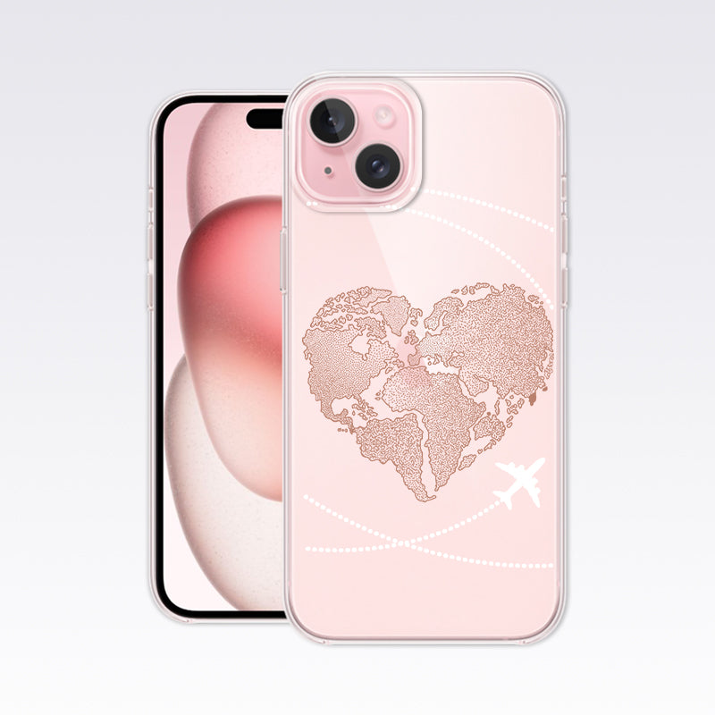 World Heart Travel Map White Clear Silicon Cover