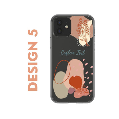 Abstract Flower with Custom Name Clear Silicon Case Cover