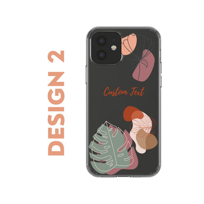 Abstract Flower with Custom Name Clear Silicon Case Cover