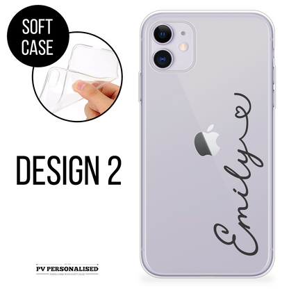 Custom Name Text With/Without Heart  Clear Silicon Case Cover