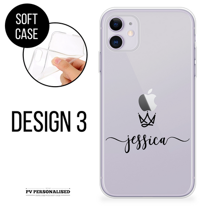 Custom Name Text With/Without Heart  Clear Silicon Case Cover