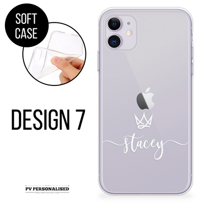 Custom Name Text With/Without Heart  Clear Silicon Case Cover